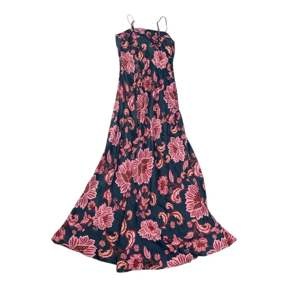 Farm Rio size medium new Blue flower delicacy Paisley slip dress floral pink - Picture 12 of 12